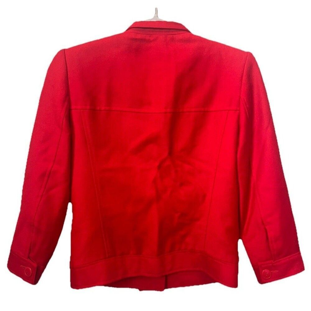 Glow Wool Jacket Women’s Size 4 Red Lined Pockets Blazer Jacket Italy - Picture 3 of 9